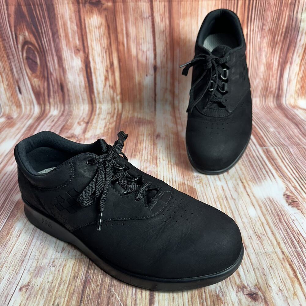 SAS Free Time Womens Size 9 Wide Black Suede Comfort Walking Shoes Oxfords 9W